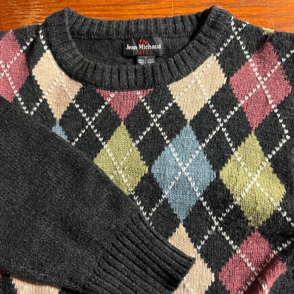 Jean‎ Michaud vintage geometric long sleeve pullover sweater size small